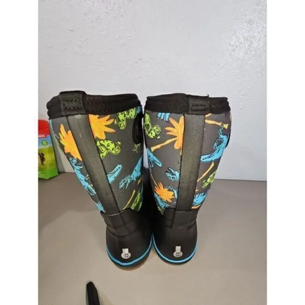 Bogs Classic II Dinosaur Kid's Rain Boots, Black‎ Multi, K2 Size Youth 6